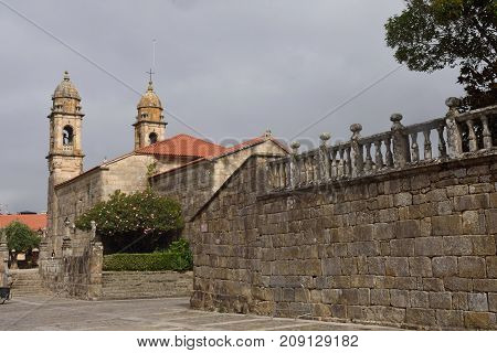 View of the San Benito church, Fefinans square of Cambados,