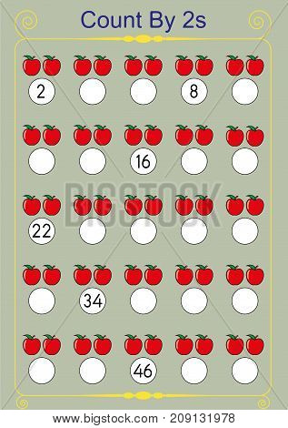 count by twos practice worksheet, write the missing numbers,