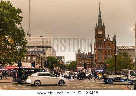 London During Ophelia Storm With Yellow Sky