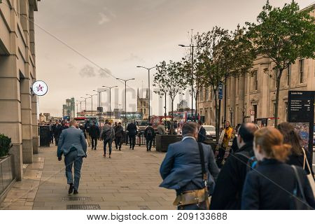 London During Ophelia Storm With Yellow Sky