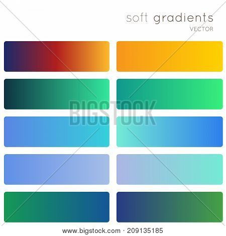 Soft color gradients. Creative vector gradient backgrounds set for mobile app, screen, banner, page, site, greeting card, flyer, invitation, poster, brochure, calendar and other modern design.