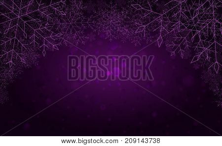 The purple beautiful winter background with snowflakes