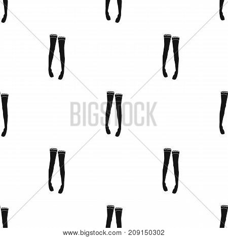 Women s full length compression tights.Transparent stockings with a bow. Underwear lingerie. Woman clothes single icon in black style vector symbol stock web illustration.
