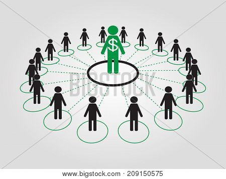 Pyramid Business Scheme, Vector Illustration, One In A Million.