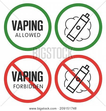 prohibitory sign vaping ban e-cigarette isolated vapor