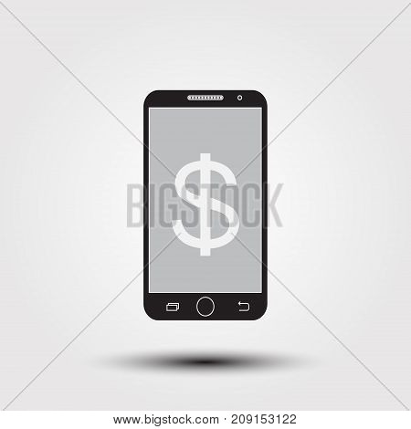 Make money online with smartphone concept. Flat stylish vector illustration