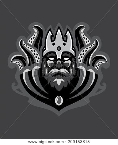 Vector illustration of Poseidon god of the seven sea