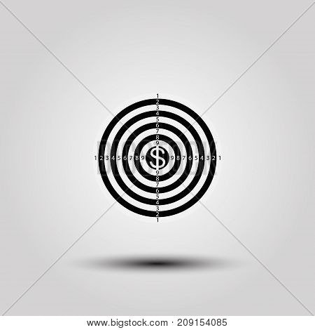 Vector flat icon. Target in money. Business concept. Icon isolated on background.