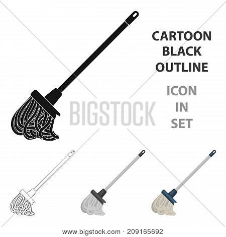 Mop icon in cartoon design isolated on white background. Cleaning symbol stock vector illustration.