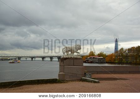 Evening in October walk along Elagin Island in St. Petersburg