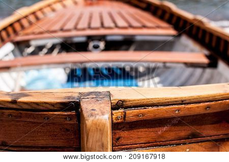 Details of a old rowboat with bokeh