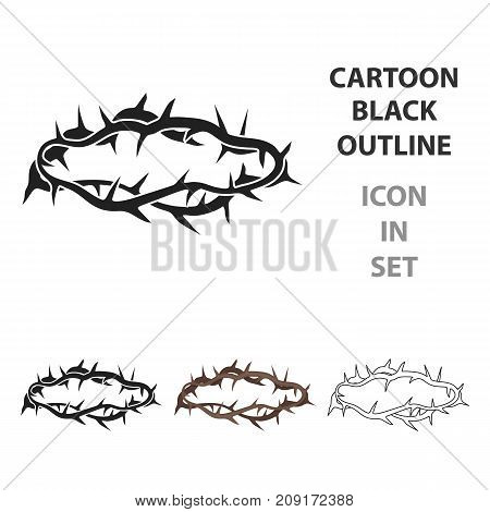 Crown of thorns icon in cartoon style isolated on white background. Religion symbol vector illustration.