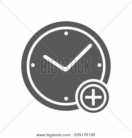 Time plus icon. Vector simple illustration of time plus icon isolated on white background