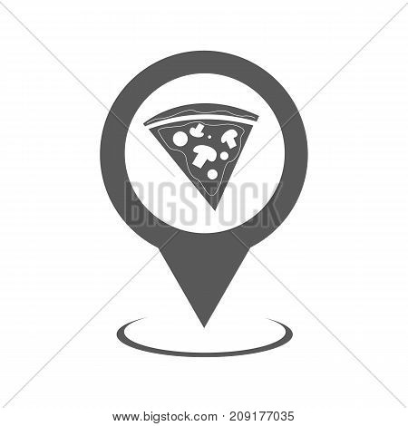 Pizza map pointer icon. Simple illustration of pizza map pointer vector icon black isolated on white background