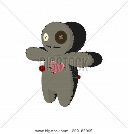 voodoo doll. Cartoon horror elements. Spooky fear trick or treat
