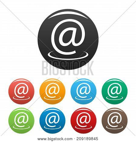 Email address icons set. Vector simple set of email address vector icons in different colors isolated on white