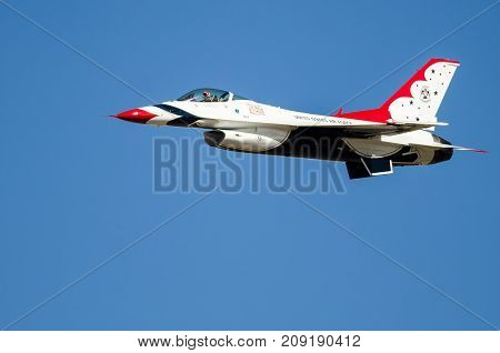Boise Idaho USA - October 15 2017. United States Air Force Thunderbirds performing at the Gowen Thunder airshow on October 15, 2017.