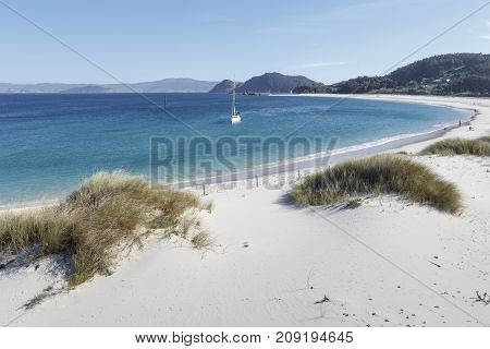 The natural paradise of the Cíes Islands is located northwest of Spain in the Autonomous Community of Galicia