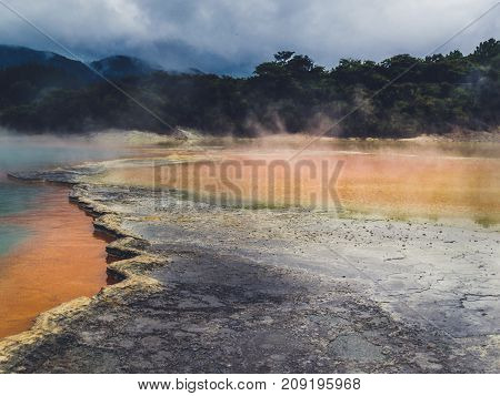 The orange pool at Rotorua, New Zealand