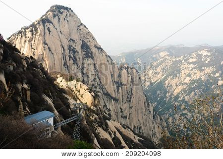 Cableway on the top of Huashan mountain, China