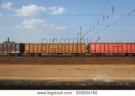 Freight train on the rails