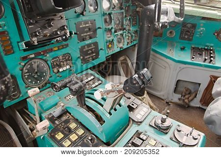 Cockpit of an old airplane