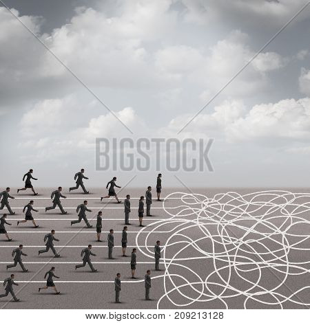 Difficult choices crisis business concept in a 3D illustration style.