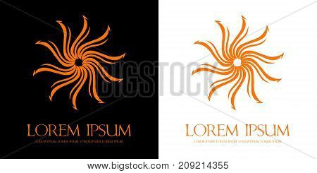 Sun or fire flower (logo on black and white background)