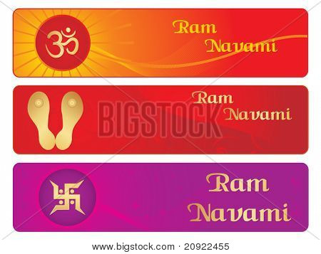  ชุดของแบนเนอร์ออกแบบแตกต่างกันสำหรับ navami ราม