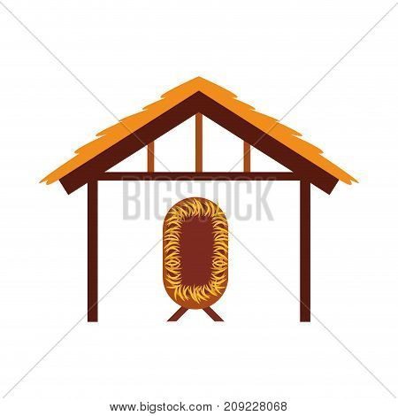 wooden hut house and crib manger design image vector illustration