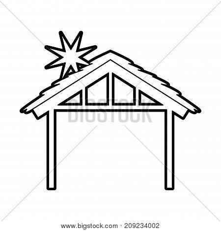wooden hut house manger design image vector illustration