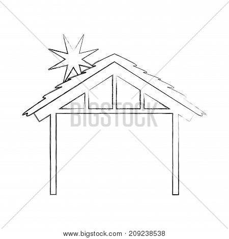 wooden hut house manger design image vector illustration