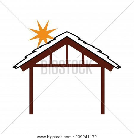 wooden hut house manger design image vector illustration