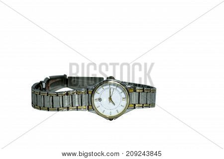 watch on white background Watch wrist wrist watch for daily time.