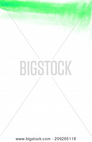 Card with bright green watercolor painting for design. Abstract backdrop. Save the Date postcard banner logo wedding invitation. Isolated on white background. Vector illustration.