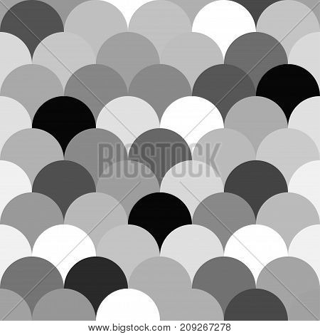 Seamless pattern mermaid tail fish scales. Traditional classic japanese korean chinese background. Layers of circles arcs. - Stock vector
