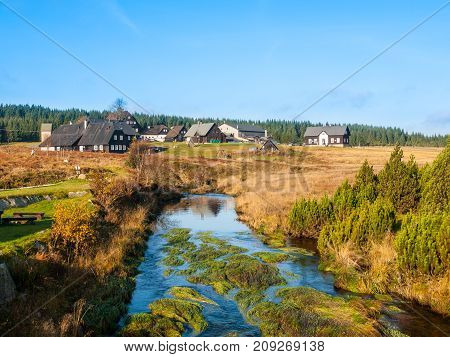Small mountain village Jizerka in Jizera Mountains, Czech Republic.