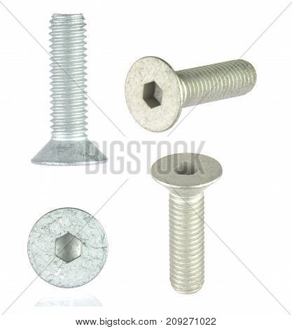 Countersunk hex bolt, isolated on white background