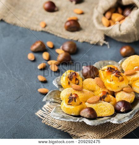 Traditional Spanish Treats For Catalonian Castanyada Holiday, Almond Pastry Panellets