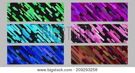 Modern random diagonal stripe pattern banner background design set - horizontal rectangle vector graphic collection