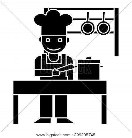 cooker - shef - kitchen restaurant icon, illustration, vector sign on isolated background