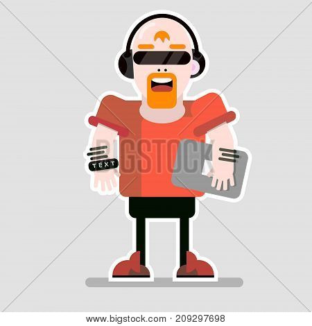 Abstract character vector illustration with the notebook