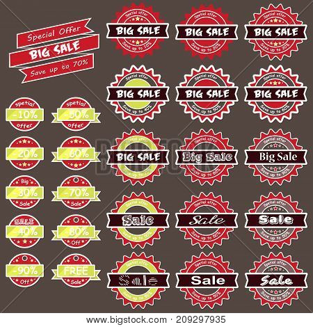 Sale stickers vector illustration. Big sale special offer