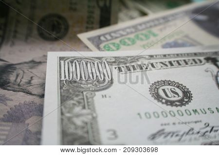 Million Dollar Bill With Thousand Dollar Bill Close Up