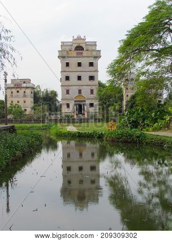 Kaiping Diaolou watchtower in Chikan Unesco world heritage site Guangdong China