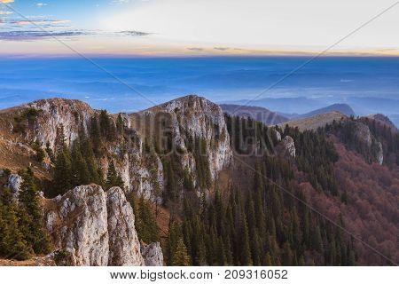 sunset in the Buila Vanturarita Mountains Romania