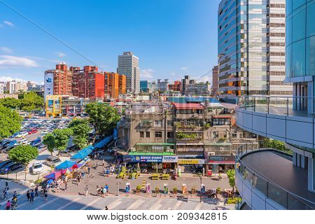 TAIPEI TAIWAN - JULY 15: This is a view of Guanghua electronics market and Syntrend mall which is an area dedicated to the sale of consumer electronics on July 15 2017 in Taipei