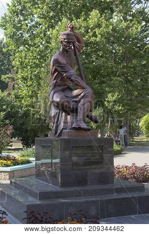 Evpatoria, Republic of Crimea, - July 19, 2017: Monument to the famous Crimean Tatar songwriter Ashik Omer in Evpatoria