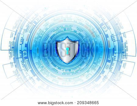 Cyber Security Data Protection Business Technology Privacy concept cricle key lock and digital technology background abstract technology concept background vector illustration.