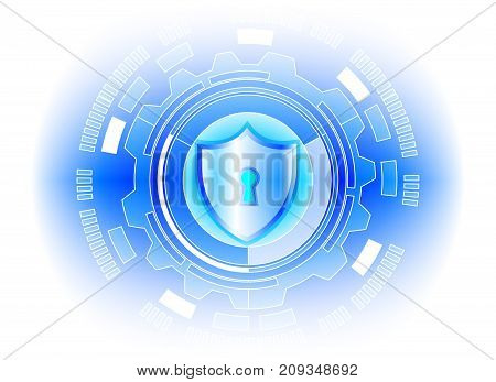 Cyber Security Data Protection Business Technology Privacy concept cricle key lock and digital technology background abstract technology concept background vector illustration.